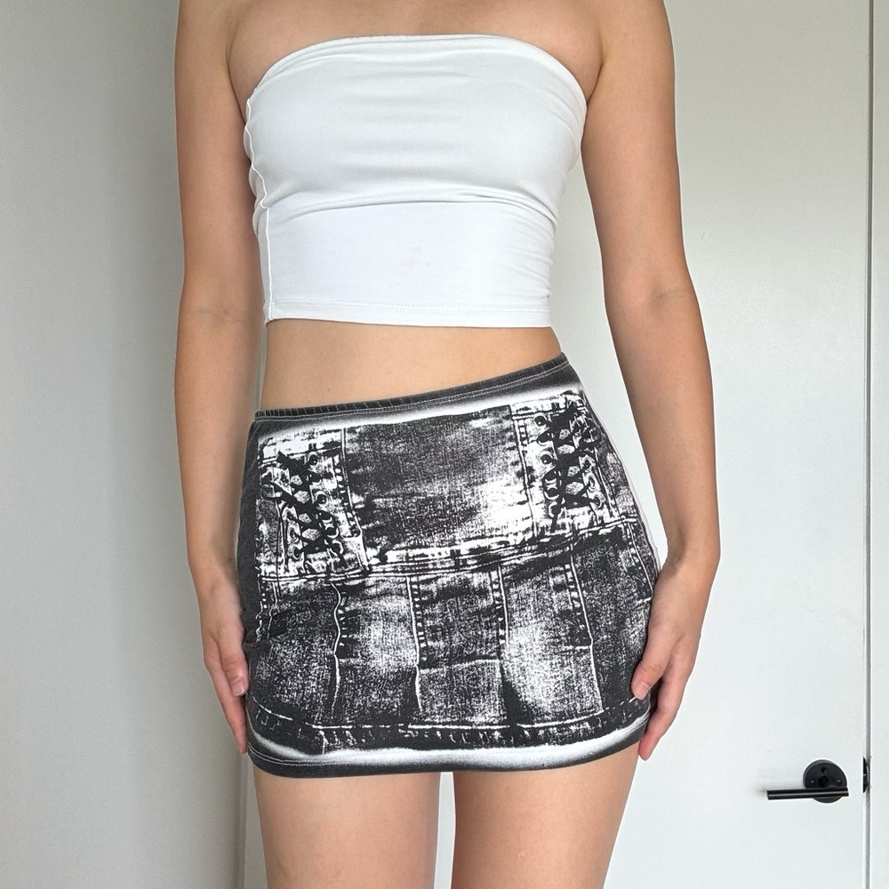 Jaded London Black and White Mini Skirt